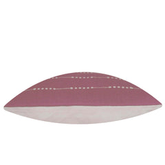 Handwoven Cotton Cushion Cover 45x45 cm – Mauve Pink with Ivory Horizontal Dotted Stripe Pattern
