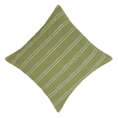 Handwoven Olive Green & White Textured Cushion Cover – 45 x 45 cm