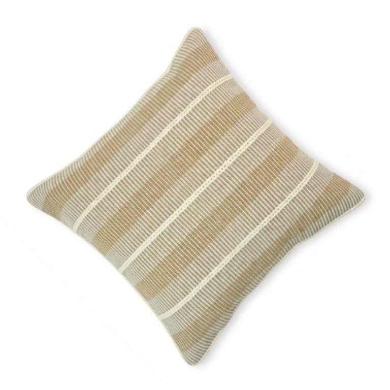 Handwoven Beige Stripe Cotton Cushion Cover | 45x45 cm Neutral Textured Throw Pillow Cover | Modern Boho Sofa Cushion - Bulk manufacturer & supplier from Panipat, India