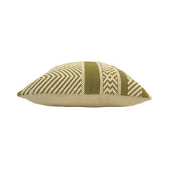 Handwoven Olive Green Geometric Cotton Cushion Cover | 45x45 cm Decorative Pillow Cover