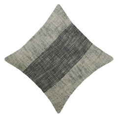 Handwoven Cotton Cushion Cover 45x45 cm | Black & Natural Textured Stripe Design | Decorative Sofa Throw Pillow Cover | Hidden Zip | Modern Minimalist Home Décor
