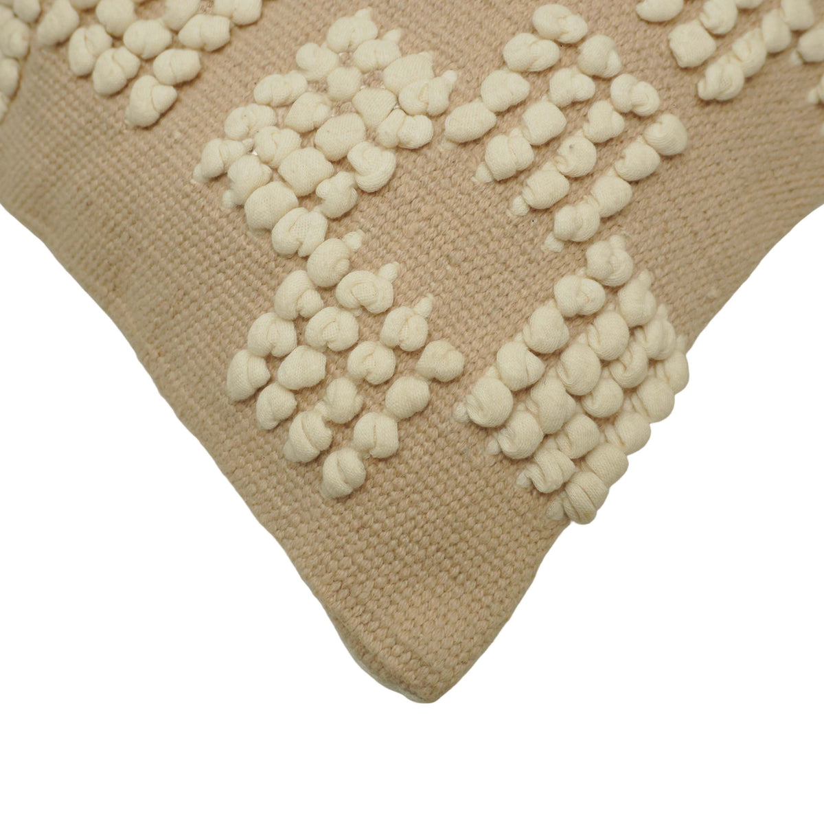 Handwoven Cotton Cushion Cover 45x45 cm | Textured Geometric Bobble Design | Decorative Throw Pillow Cover | Hidden Zip | Boho & Modern Home Décor - Bulk manufacturer & supplier from Panipat, India