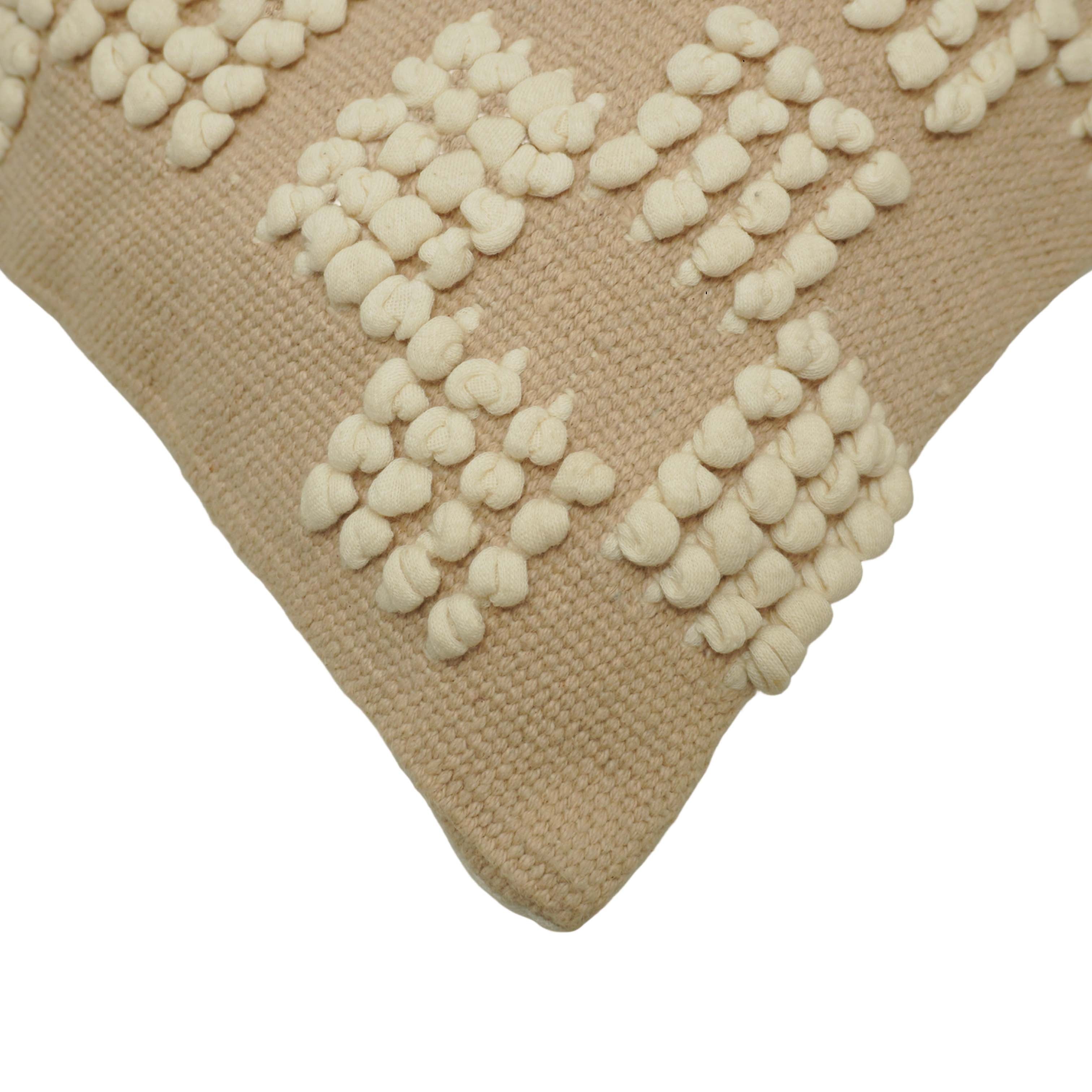 Handwoven Cotton Cushion Cover 45x45 cm | Textured Geometric Bobble Design | Decorative Throw Pillow Cover | Hidden Zip | Boho & Modern Home Décor