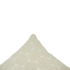 Ivory Geometric Embroidered Cotton Cushion Cover – 45x45 cm | Textured Boho Throw Pillow Cover