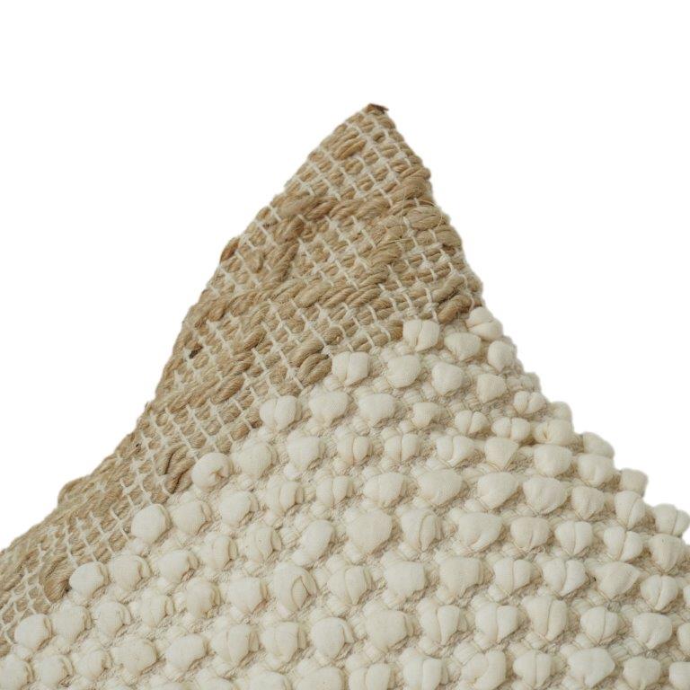 Rustic Cotton Jute Throw Pillow Cover | Neutral Textured Cushion – 45x45 cm - Bulk manufacturer & supplier from Panipat, India