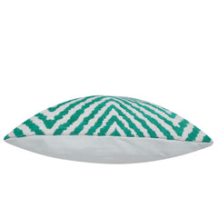 Teal & Ivory Geometric Jacquard Cotton Cushion Cover – 45 x 45 cm
