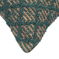Handwoven Jute Cushion Cover 45x45 cm – Green & Natural Textured Boho Accent Pillow Cover