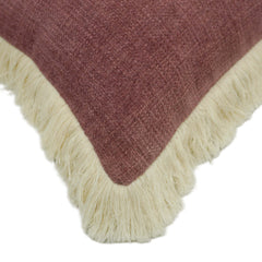 Brown textured handwoven cotton chenille cushion cover with fringe 45x45 cm