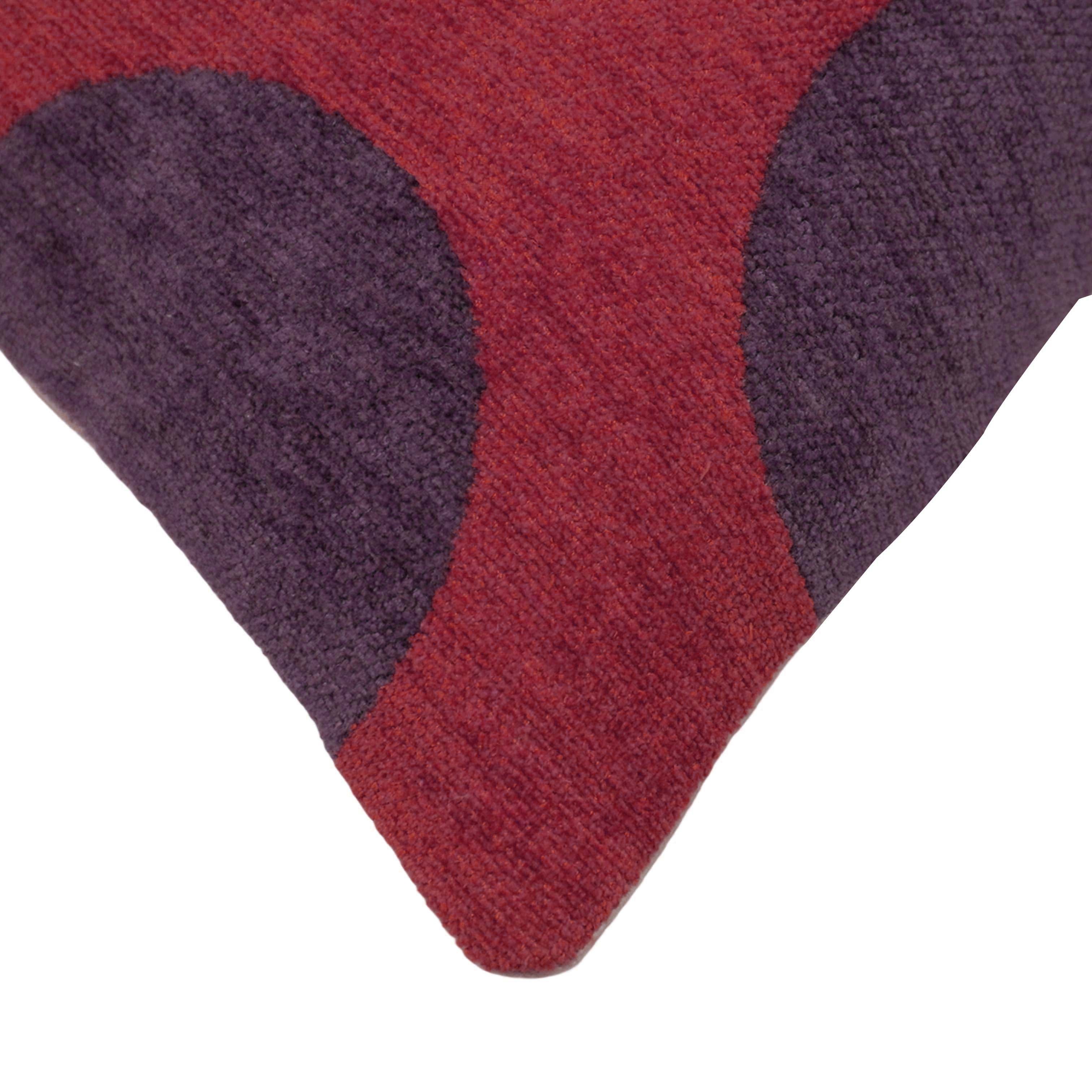 Modern Jacquard Geometric Polka Dot Cushion Cover 45x45 cm | Woven Cotton Blend Decorative Throw Pillow Cover | Hidden Zip | Red & Plum
