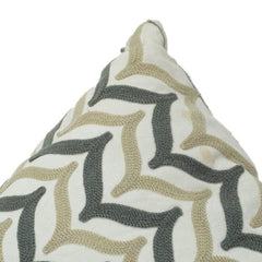 Embroidered Geometric Cushion Cover 45x45 cm | Cotton Decorative Pillow Cover in Neutral Tones