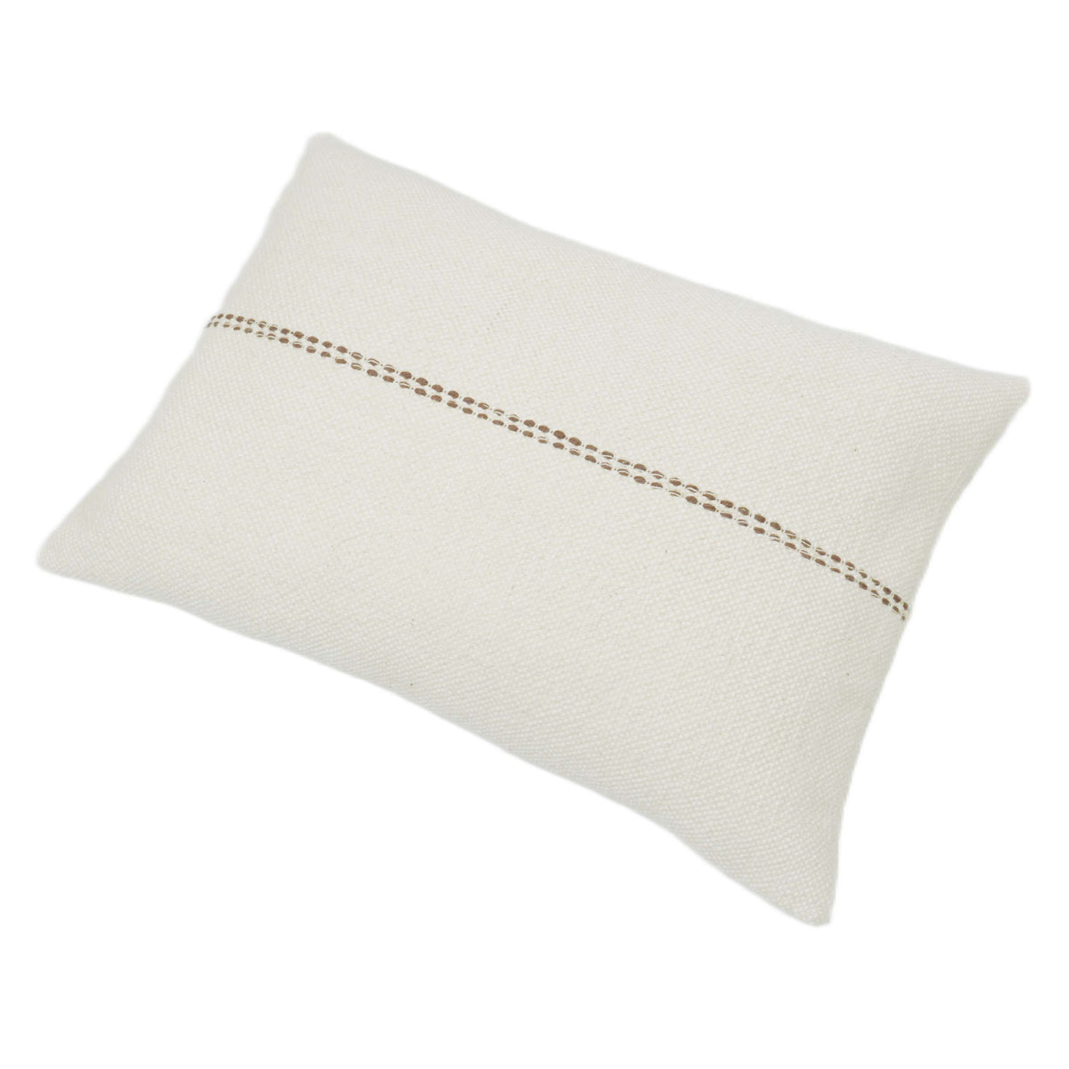 Handwoven Ivory Cushion Cover with Subtle Horizontal Stripe – 35 x 50 cm