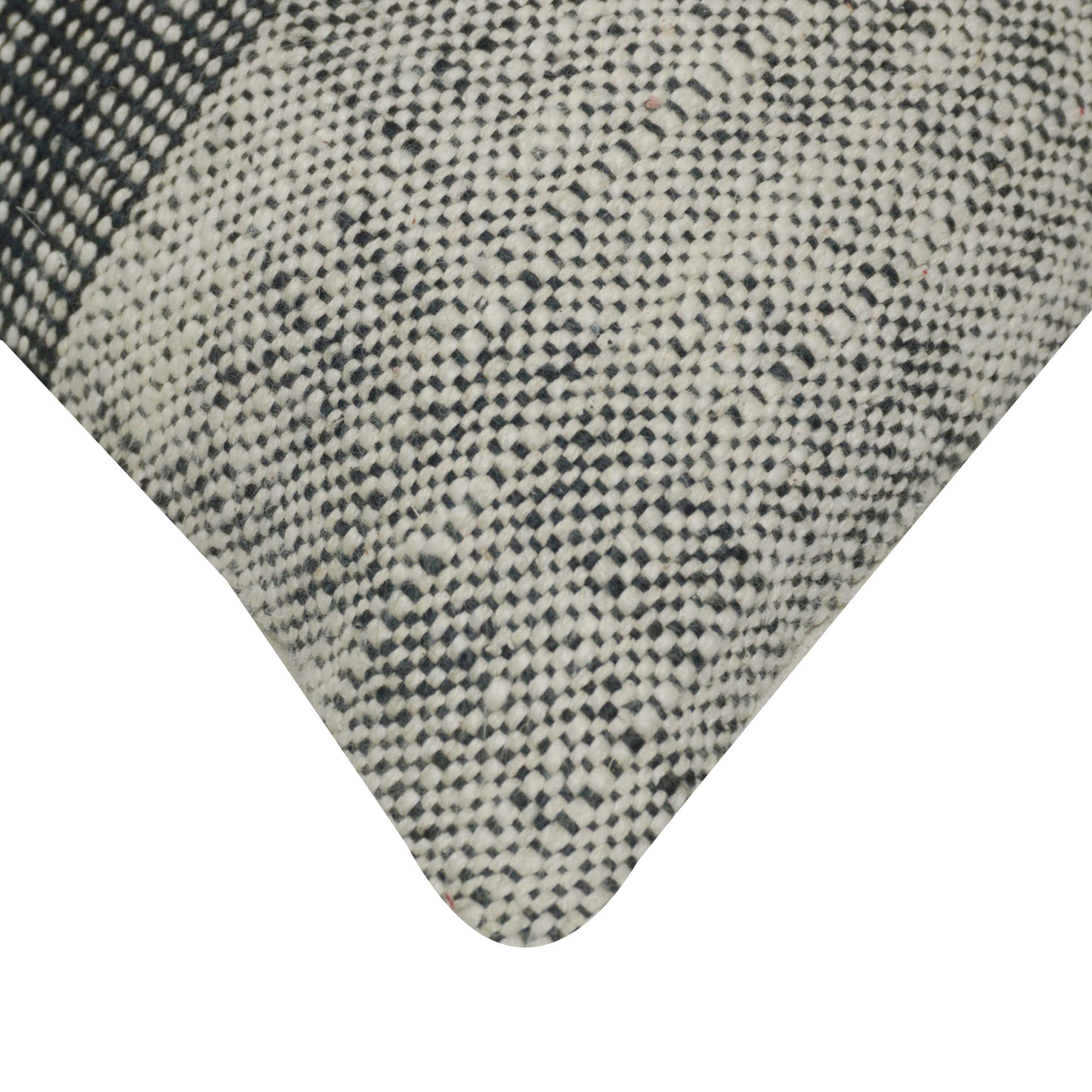 Handwoven Cotton Cushion Cover 45x45 cm | Black & Natural Textured Stripe Design | Decorative Sofa Throw Pillow Cover | Hidden Zip | Modern Minimalist Home Décor