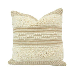 Handmade Boho Textured Cotton Cushion Cover | Tufted & Woven Design | Beige Cream Throw Pillow Cover 45x45 cm
