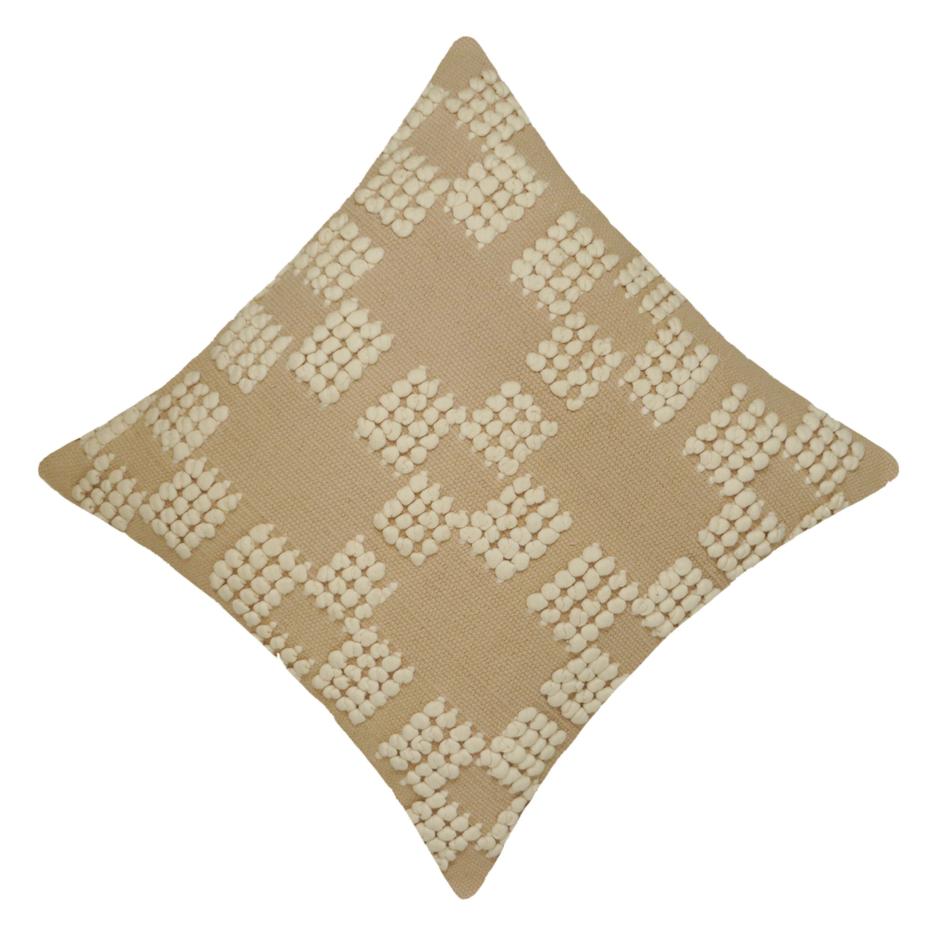 Handwoven Cotton Cushion Cover 45x45 cm | Textured Geometric Bobble Design | Decorative Throw Pillow Cover | Hidden Zip | Boho & Modern Home Décor