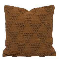 Handwoven Cotton Cushion Cover 45x45 cm | Brown Textured Geometric Tufted Design | Decorative Throw Pillow Cover with Hidden Zipper | Boho Modern Home Décor