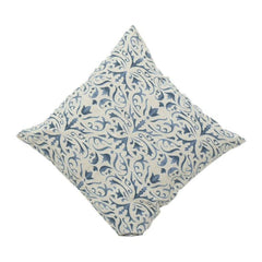 Bedruckter Kissenbezug aus Baumwolle – blaues Blumenranken-Design | Weicher dekorativer Kissenbezug für Sofa & Wohnzimmer (45x45 cm)