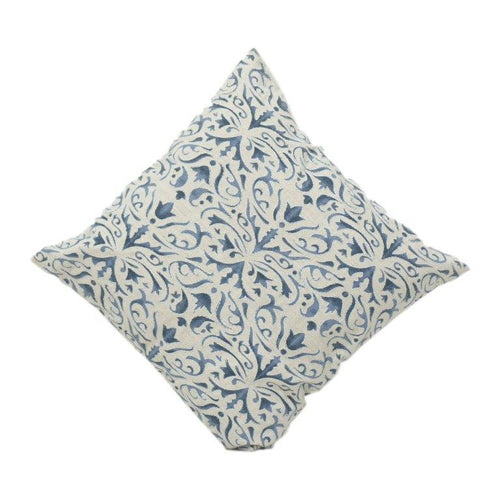 Housse de coussin imprimée en coton – Motif floral bleu | Housse de coussin décorative douce pour canapé et salon (45x45 cm)