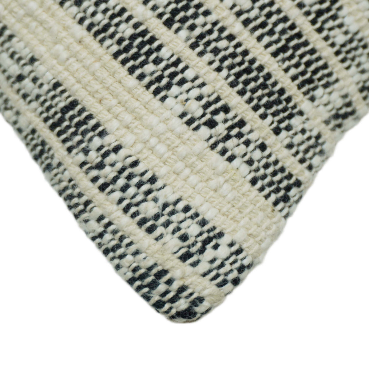 Handwoven Textured Stripe Cushion Cover – Ivory & Grey, 45 x 45 cm