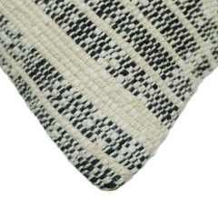 Handwoven Textured Stripe Cushion Cover – Ivory & Grey, 45 x 45 cm