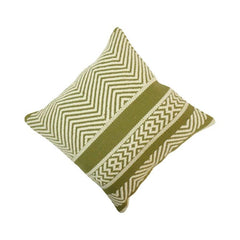 Handwoven Olive Green Geometric Cotton Cushion Cover | 45x45 cm Decorative Pillow Cover