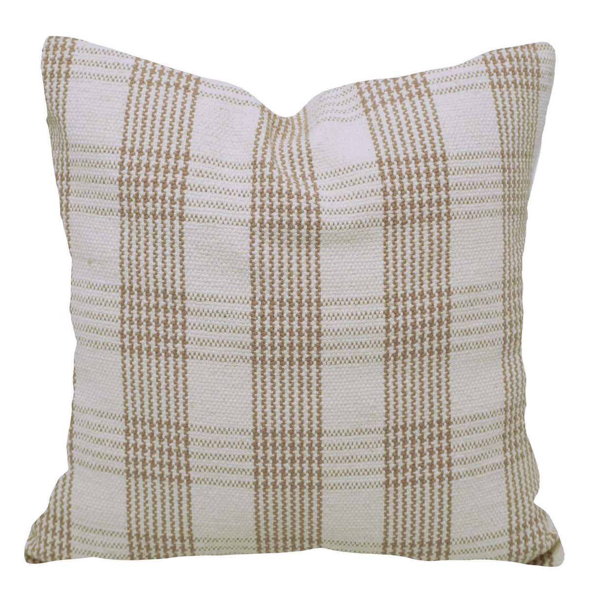 Beige & Cream Check Handwoven Cotton Cushion Cover 45x45 cm