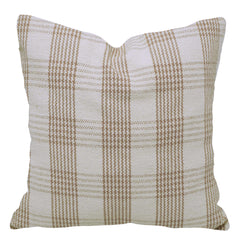 Beige & Cream Check Handwoven Cotton Cushion Cover 45x45 cm
