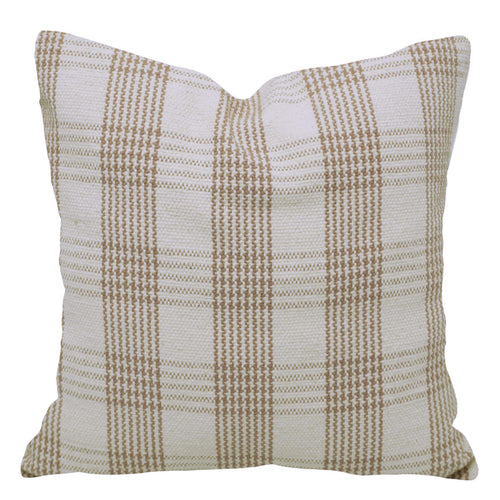 Beige & Cream Check Handwoven Cotton Cushion Cover 45x45 cm