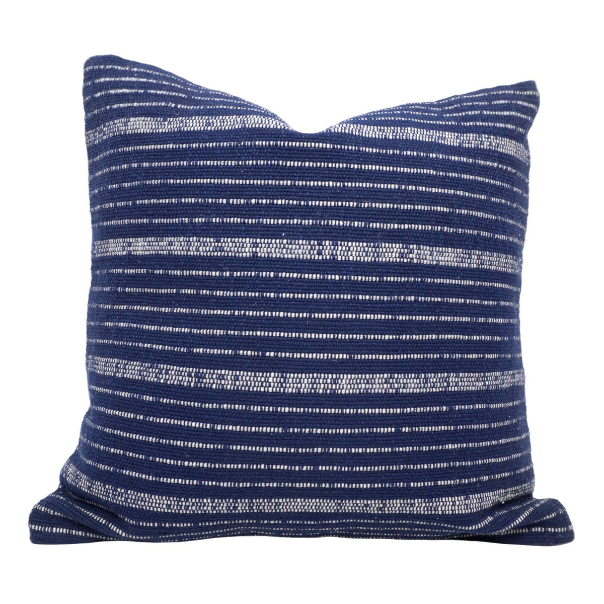 Handwoven Navy Blue Striped Cotton Cushion Cover 45x45 cm | Handmade Textured Throw Pillow Cover | Modern Minimalist Home Décor - Bulk manufacturer & supplier from Panipat, India