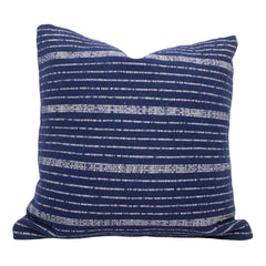 Handwoven Navy Blue Striped Cotton Cushion Cover 45x45 cm | Handmade Textured Throw Pillow Cover | Modern Minimalist Home Décor