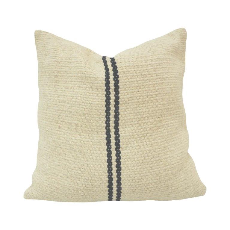 Handmade Cotton Cushion Cover 45x45 cm | Minimalist Woven Stripe Design | Artisan Decorative Pillow Cover