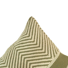 Handwoven Olive Green Geometric Cotton Cushion Cover | 45x45 cm Decorative Pillow Cover