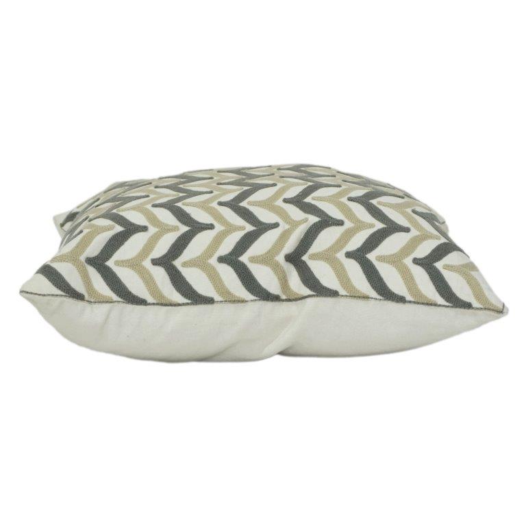 Embroidered Geometric Cushion Cover 45x45 cm | Cotton Decorative Pillow Cover in Neutral Tones