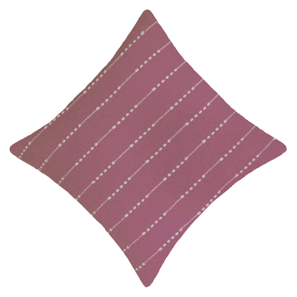 Handwoven Cotton Cushion Cover 45x45 cm – Mauve Pink with Ivory Horizontal Dotted Stripe Pattern