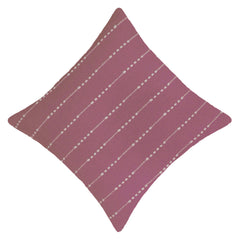 Handwoven Cotton Cushion Cover 45x45 cm – Mauve Pink with Ivory Horizontal Dotted Stripe Pattern