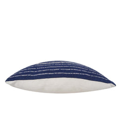 Handwoven Navy Blue Striped Cotton Cushion Cover 45x45 cm | Handmade Textured Throw Pillow Cover | Modern Minimalist Home Décor