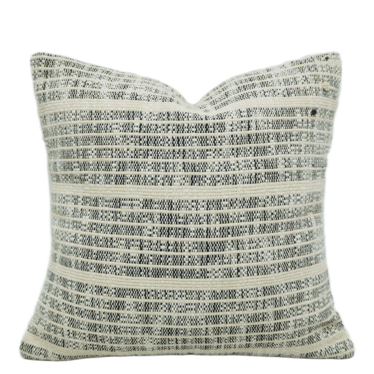 Handwoven Textured Stripe Cushion Cover – Ivory & Grey, 45 x 45 cm