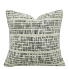 Handwoven Textured Stripe Cushion Cover – Ivory & Grey, 45 x 45 cm