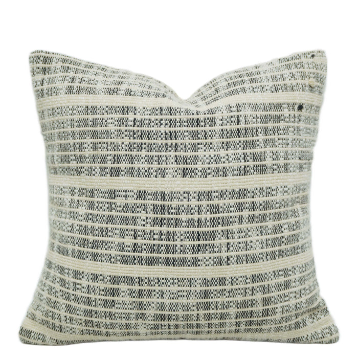 Handwoven Textured Stripe Cushion Cover – Ivory & Grey, 45 x 45 cm