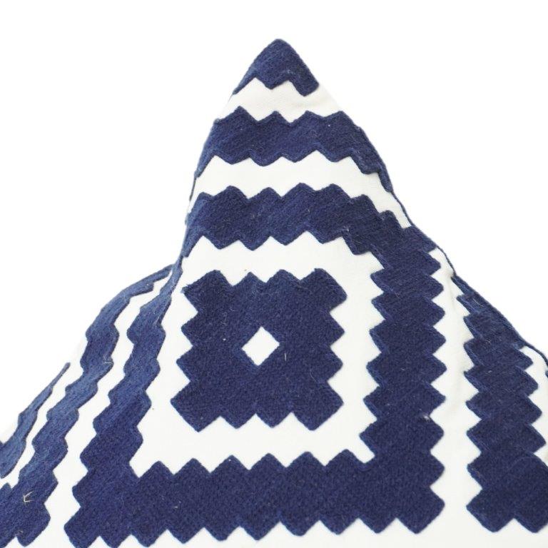 Housse de Coussin en Coton Faite Main 45x45 cm | Motif Géométrique Bleu Losanges | Housse de Coussin Décorative Moderne - Bulk manufacturer & supplier from Panipat, India