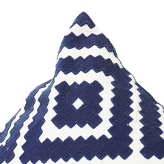 Handmade Cotton Cushion Cover 45x45 cm | Blue Geometric Diamond Pattern | Modern Decorative Throw Pillow Cover