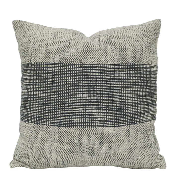 Handwoven Cotton Cushion Cover 45x45 cm | Black & Natural Textured Stripe Design | Decorative Sofa Throw Pillow Cover | Hidden Zip | Modern Minimalist Home Décor