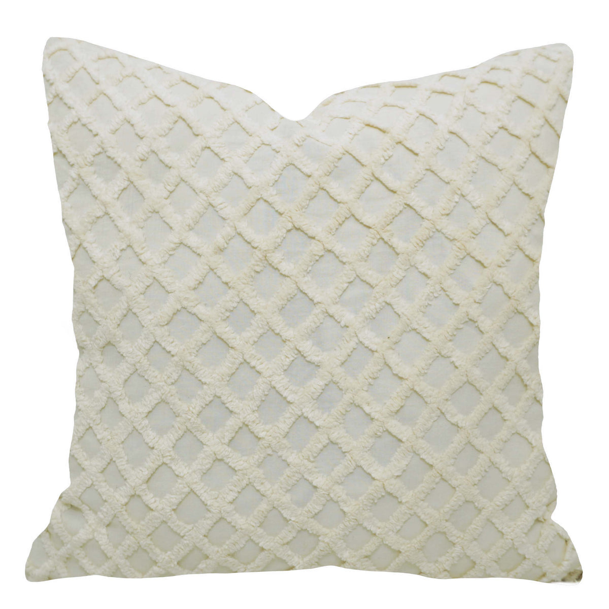Ivory Tufted Diamond Lattice Cushion Cover – 45 x 45 cm | Textured Fabric Accent Pillow Cover