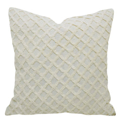 Ivory Tufted Diamond Lattice Cushion Cover – 45 x 45 cm | Textured Fabric Accent Pillow Cover