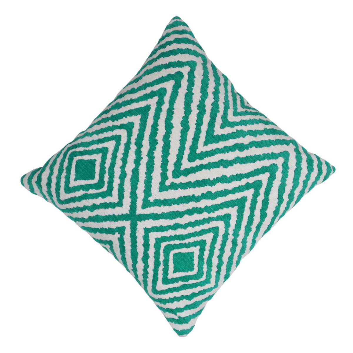Teal & Ivory Geometric Jacquard Cotton Cushion Cover – 45 x 45 cm