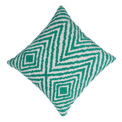 Teal & Ivory Geometric Jacquard Cotton Cushion Cover – 45 x 45 cm