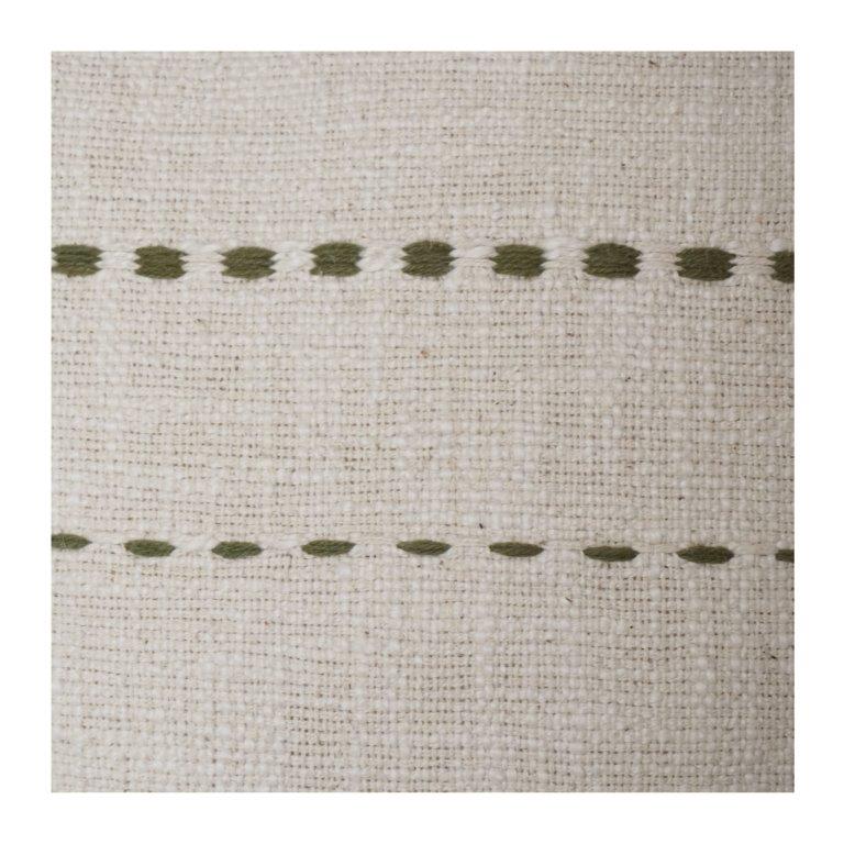 Handcrafted Cotton Cushion Cover with Dotted Stripe Embroidery | Minimalist Neutral Decor Pillow Cover | 18x18 Inch