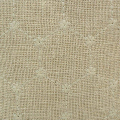 Ivory Geometric Embroidered Cotton Cushion Cover – 45x45 cm | Textured Boho Throw Pillow Cover