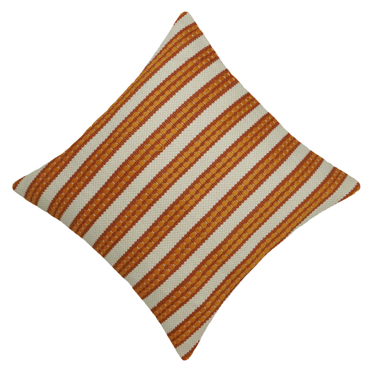 Handwoven Cotton Striped Cushion Cover 45x45 cm | Textured Woven Throw Pillow Cover | Rust & Ivory Decorative Cushion Cover | Hidden Zipper | 18x18 Inch