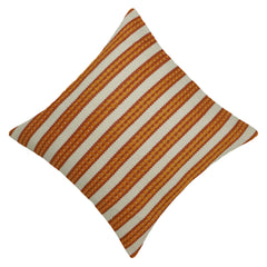 Handwoven Cotton Striped Cushion Cover 45x45 cm | Textured Woven Throw Pillow Cover | Rust & Ivory Decorative Cushion Cover | Hidden Zipper | 18x18 Inch