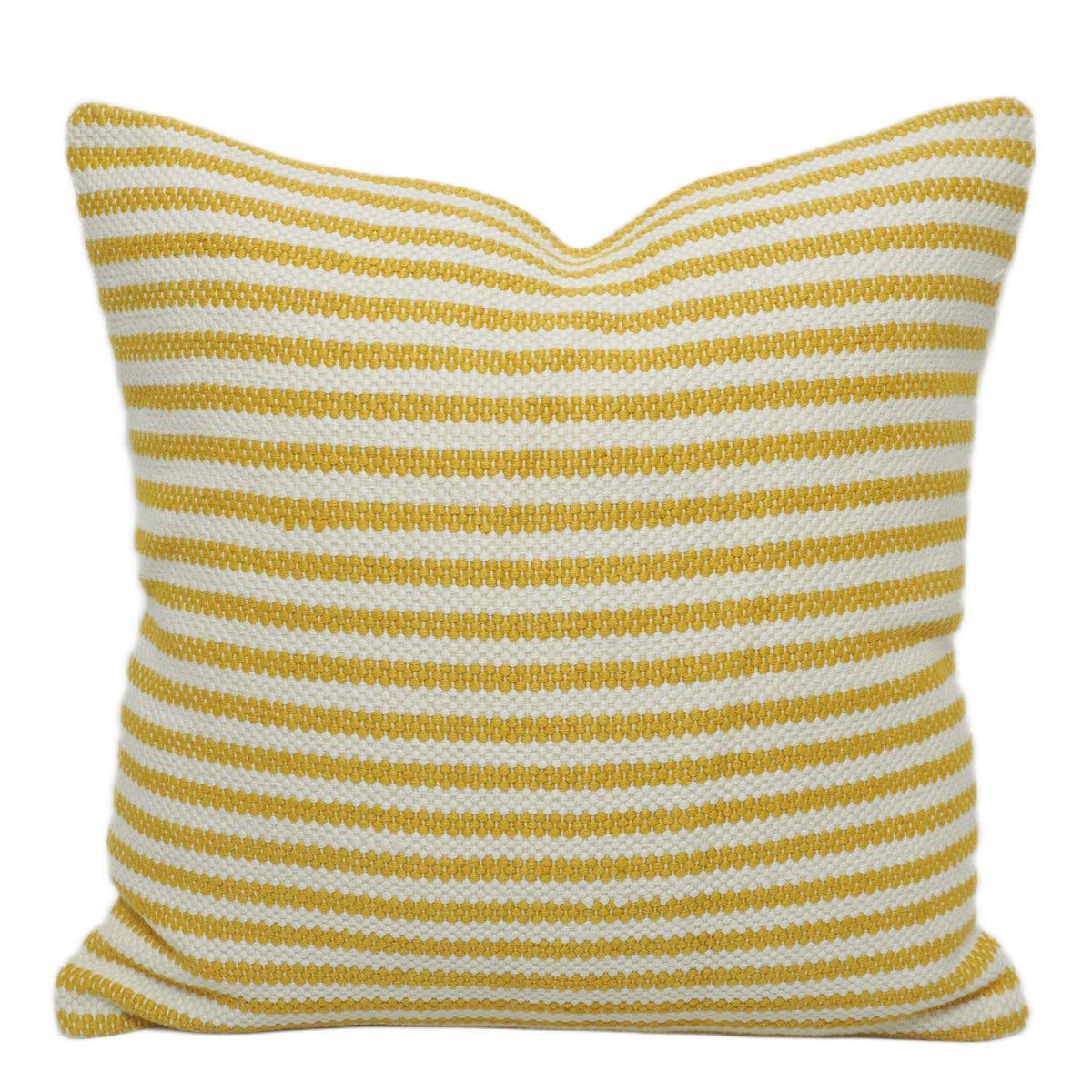 Handwoven Yellow & White Striped Cushion Cover – 45 x 45 cm